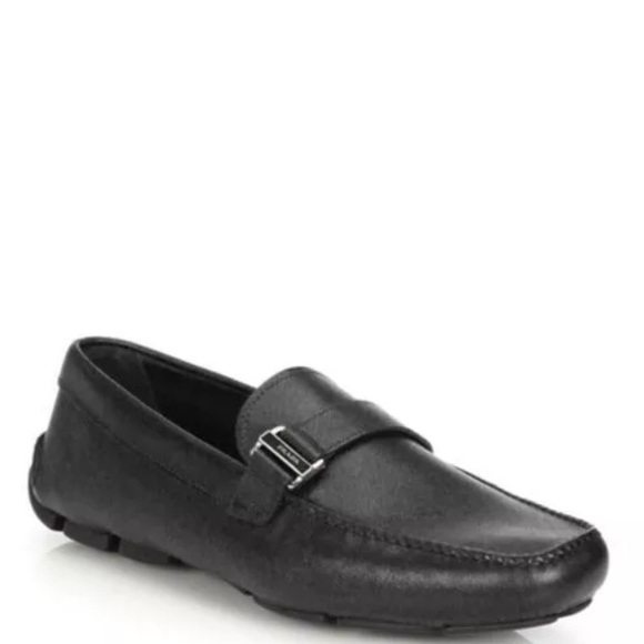 PRADA Saffiano leather drivers with logo bit men’s shoes size 11. US 12